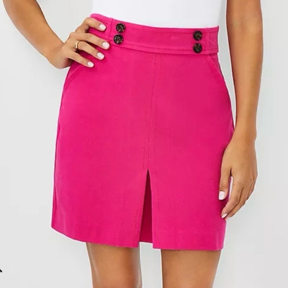NWT- Ann Taylor Bright Pink Button Waist Skirt.